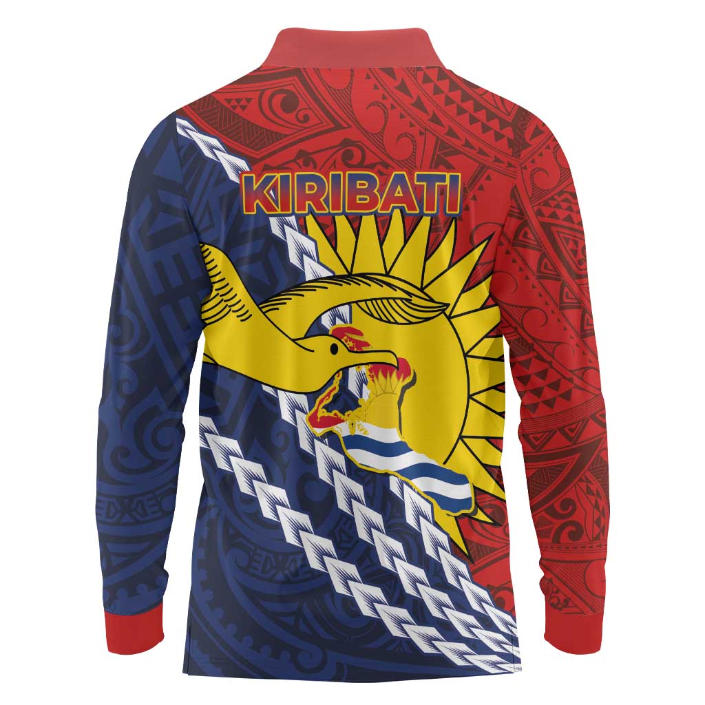 Kiribati Independence Day Long Sleeve Polo Shirt Polynesian and Melanesian Art Tattoo