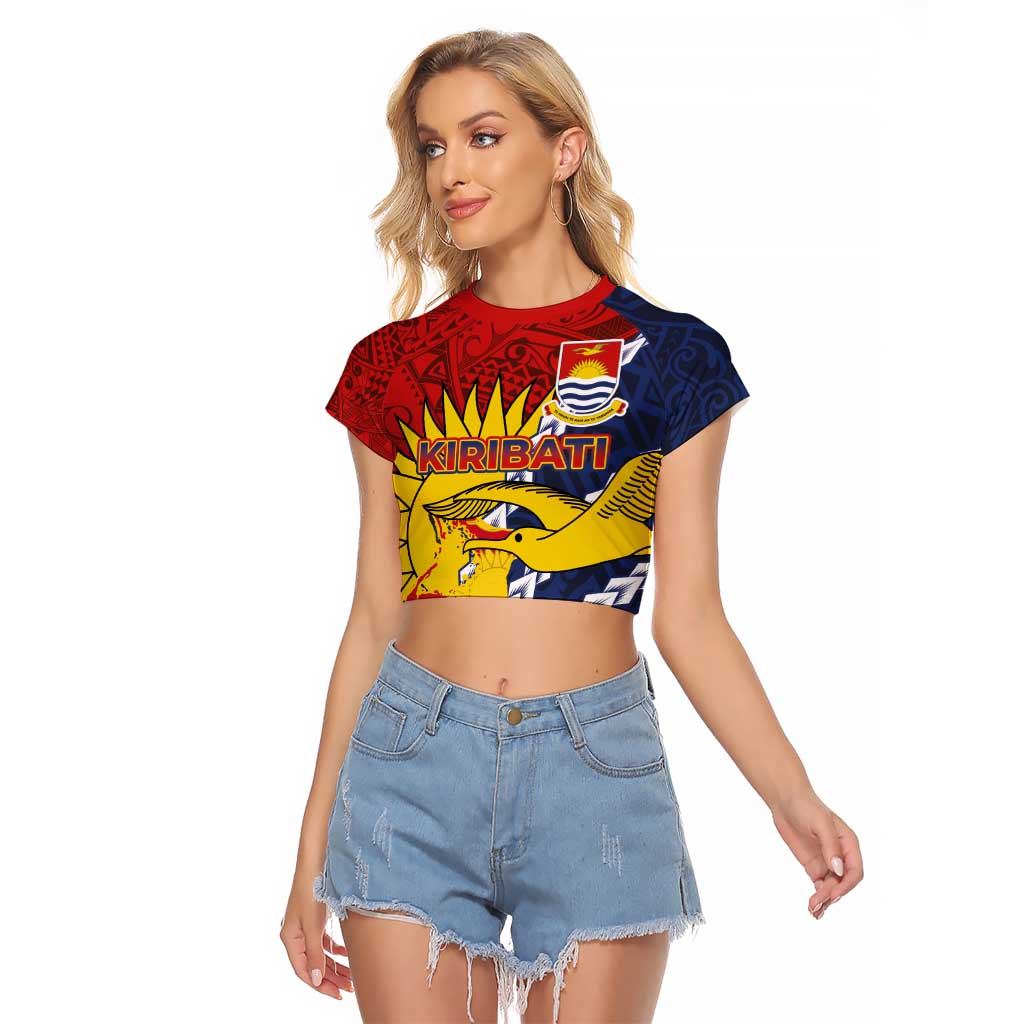 Kiribati Independence Day Raglan Cropped T Shirt Polynesian and Melanesian Art Tattoo