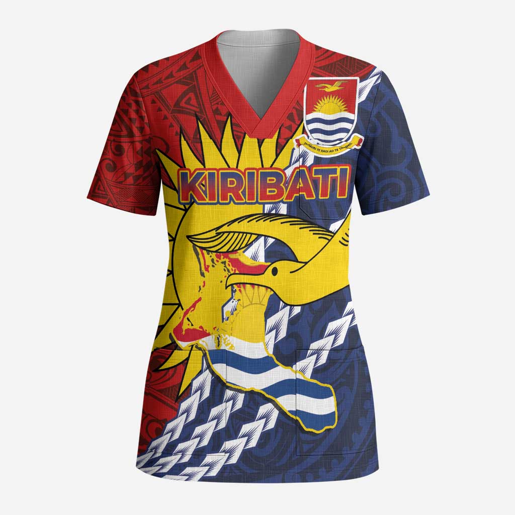 Kiribati Independence Day Scrub Top Polynesian and Melanesian Art Tattoo - Polynesian Pride