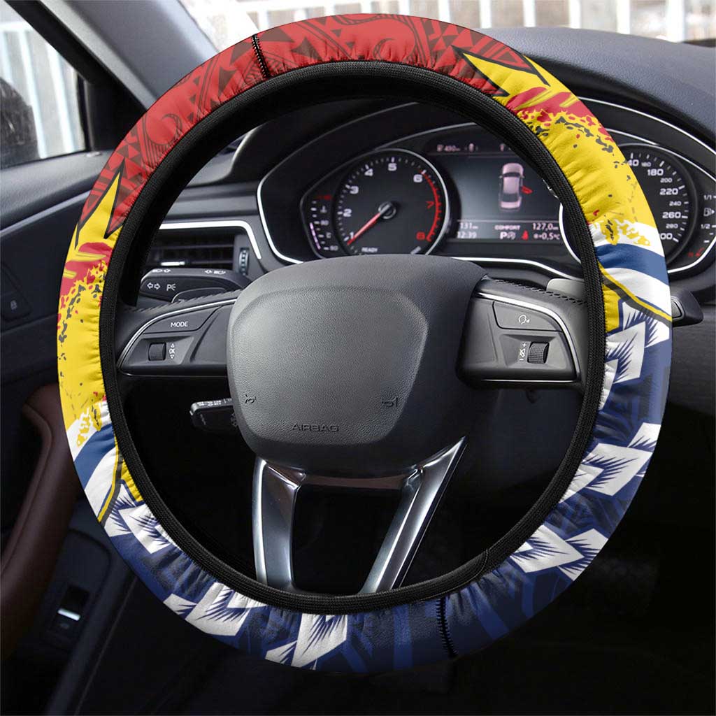 Kiribati Independence Day Steering Wheel Cover Polynesian and Melanesian Art Tattoo