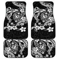 Guam Dolphins Tribal Tattoo Car Mats Polynesian Art and Tropical Flower Grayscale