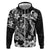 Guam Dolphins Tribal Tattoo Hoodie Polynesian Art and Tropical Flower Grayscale