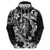 Guam Dolphins Tribal Tattoo Hoodie Polynesian Art and Tropical Flower Grayscale