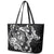 Guam Dolphins Tribal Tattoo Leather Tote Bag Polynesian Art and Tropical Flower Grayscale
