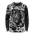 Guam Dolphins Tribal Tattoo Long Sleeve Shirt Polynesian Art and Tropical Flower Grayscale
