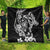Guam Dolphins Tribal Tattoo Quilt Polynesian Art and Tropical Flower Grayscale