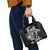 Guam Dolphins Tribal Tattoo Shoulder Handbag Polynesian Art and Tropical Flower Grayscale
