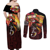 Papua New Guinea 2025 Couples Matching Off Shoulder Maxi Dress and Long Sleeve Button Shirt 50th Independence Day Anniversary