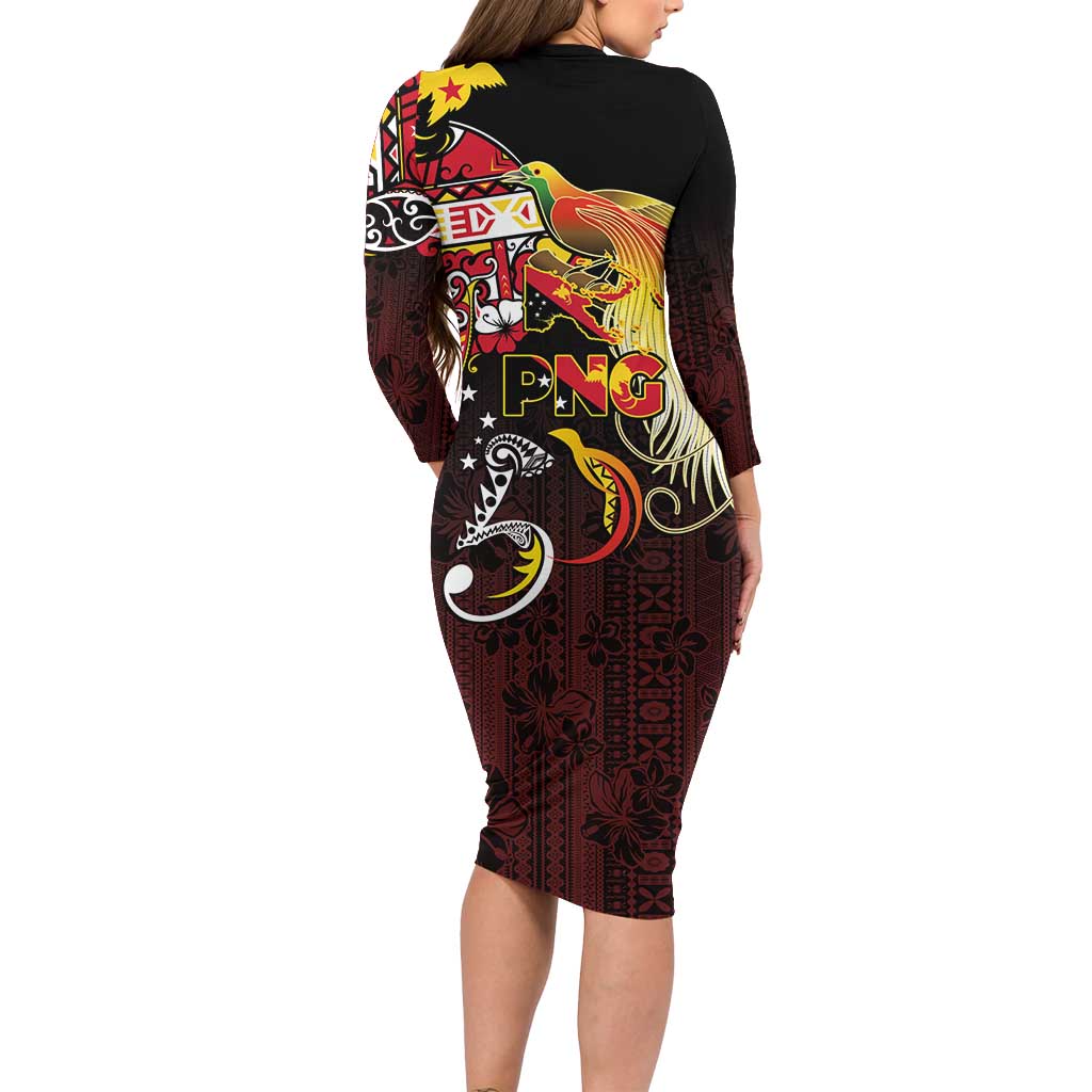 Papua New Guinea 2025 Family Matching Long Sleeve Bodycon Dress and Hawaiian Shirt 50th Independence Day Anniversary