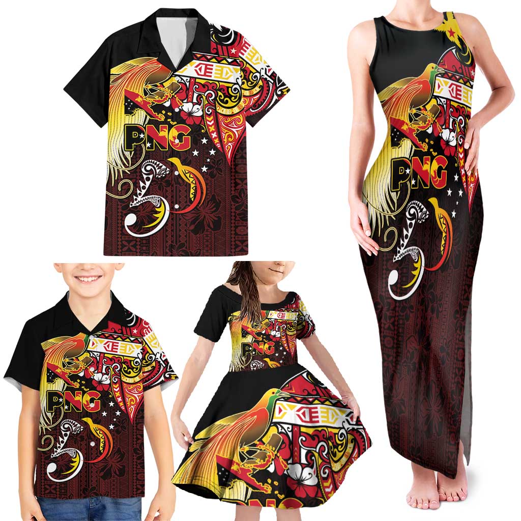 Papua New Guinea 2025 Family Matching Tank Maxi Dress and Hawaiian Shirt 50th Independence Day Anniversary