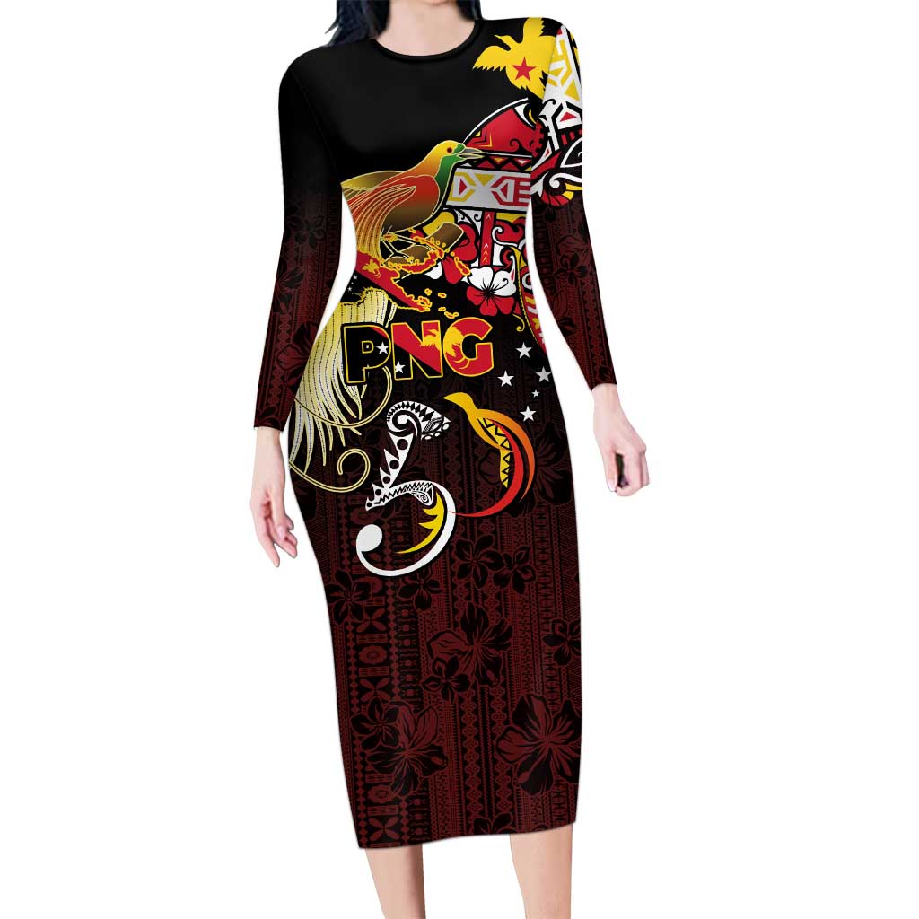 Papua New Guinea 2025 Long Sleeve Bodycon Dress 50th Independence Day Anniversary