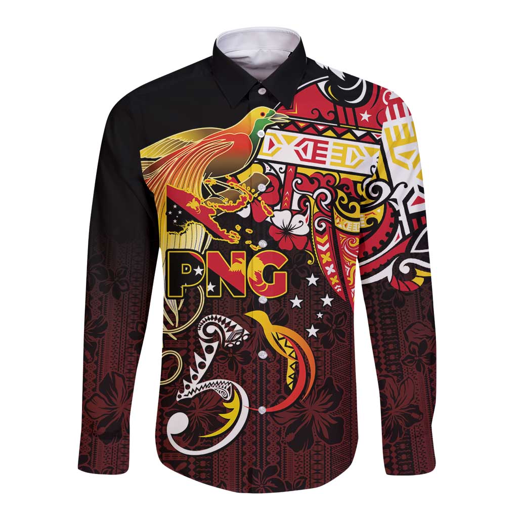 Papua New Guinea 2025 Long Sleeve Button Shirt 50th Independence Day Anniversary