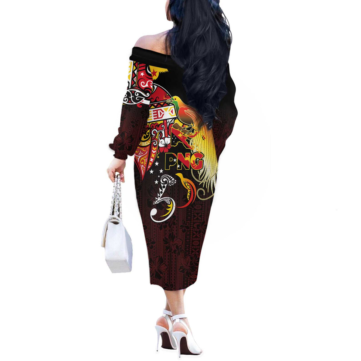 Papua New Guinea 2025 Off The Shoulder Long Sleeve Dress 50th Independence Day Anniversary