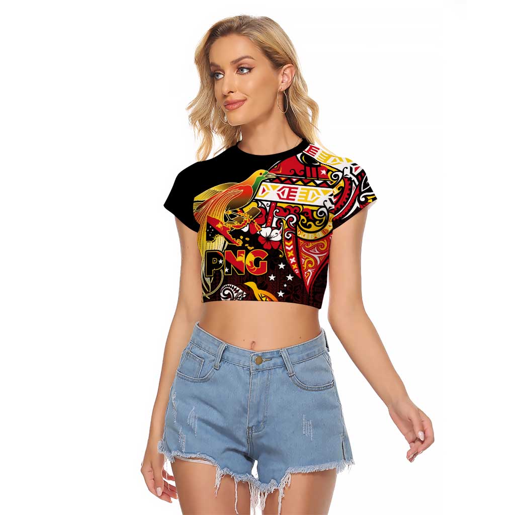 Papua New Guinea 2025 Raglan Cropped T Shirt 50th Independence Day Anniversary LT03 Female Red - Polynesian Pride