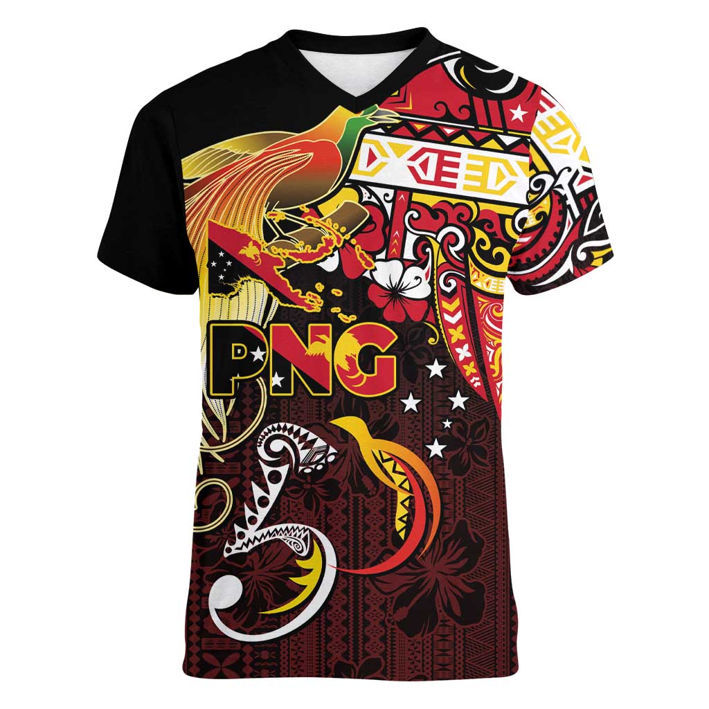 Papua New Guinea 2025 Women V-Neck T-Shirt 50th Independence Day Anniversary