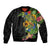 Hawaiian Tropical Plants and Chameleon Bomber Jacket Polynesian Art Colorful - Polynesian Pride