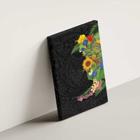 Hawaiian Tropical Plants and Chameleon Canvas Wall Art Polynesian Art Colorful - Polynesian Pride