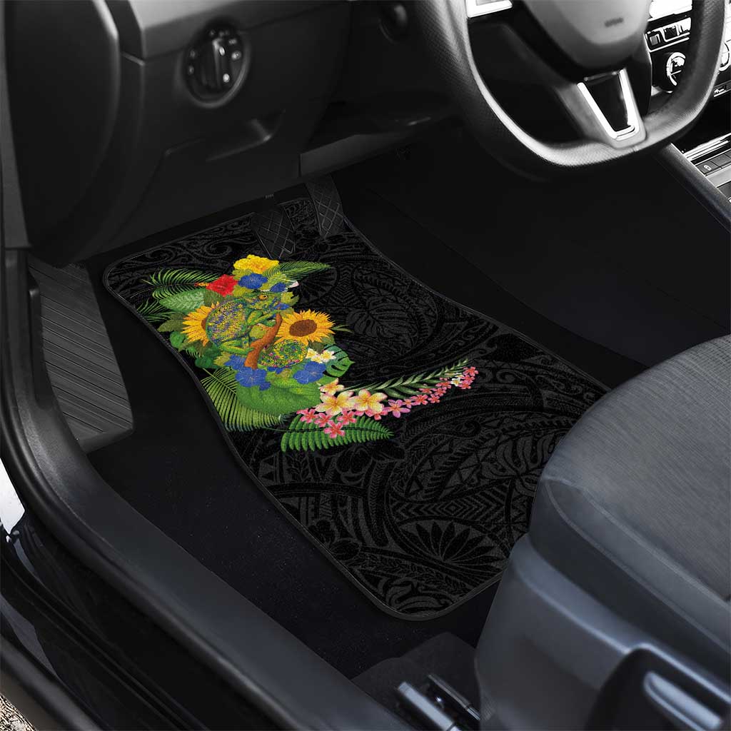 Hawaiian Tropical Plants and Chameleon Car Mats Polynesian Art Colorful - Polynesian Pride