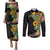 Hawaiian Tropical Plants and Chameleon Couples Matching Puletasi and Long Sleeve Button Shirt Polynesian Art Colorful - Polynesian Pride