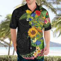 Hawaiian Tropical Plants and Chameleon Hawaiian Shirt Polynesian Art Colorful - Polynesian Pride