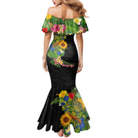 Hawaiian Tropical Plants and Chameleon Mermaid Dress Polynesian Art Colorful - Polynesian Pride