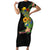 Hawaiian Tropical Plants and Chameleon Short Sleeve Bodycon Dress Polynesian Art Colorful - Polynesian Pride