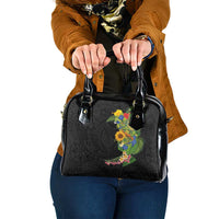 Hawaiian Tropical Plants and Chameleon Shoulder Handbag Polynesian Art Colorful - Polynesian Pride