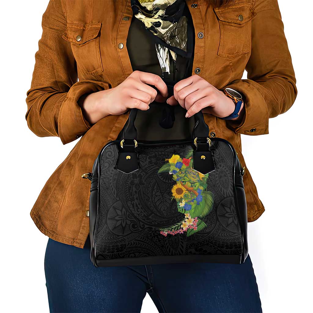 Hawaiian Tropical Plants and Chameleon Shoulder Handbag Polynesian Art Colorful - Polynesian Pride