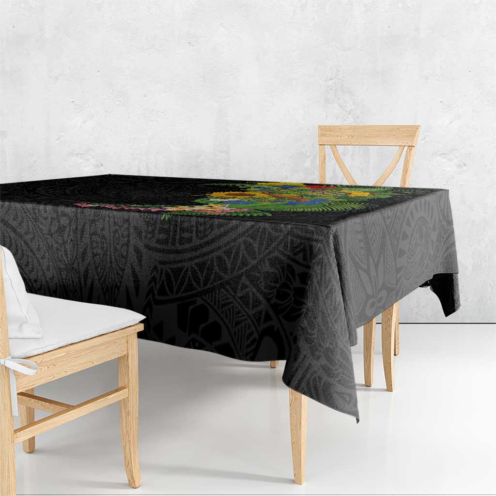 Hawaiian Tropical Plants and Chameleon Tablecloth Polynesian Art Colorful - Polynesian Pride