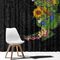 Hawaiian Tropical Plants and Chameleon Window Curtain Polynesian Art Colorful - Polynesian Pride