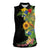 Hawaiian Tropical Plants and Chameleon Women Sleeveless Polo Shirt Polynesian Art Colorful - Polynesian Pride