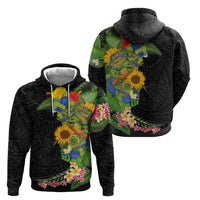 Hawaiian Tropical Plants and Chameleon Zip Hoodie Polynesian Art Colorful - Polynesian Pride