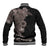 Hawaiian Tropical Plants and Chameleon Baseball Jacket Polynesian Art Grayscale - Polynesian Pride