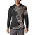 Hawaiian Tropical Plants and Chameleon Button Sweatshirt Polynesian Art Grayscale - Polynesian Pride