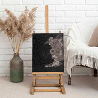 Hawaiian Tropical Plants and Chameleon Canvas Wall Art Polynesian Art Grayscale - Polynesian Pride