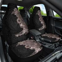 Hawaiian Tropical Plants and Chameleon Car Seat Cover Polynesian Art Grayscale - Polynesian Pride