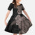 Hawaiian Tropical Plants and Chameleon Kid Short Sleeve Dress Polynesian Art Grayscale - Polynesian Pride