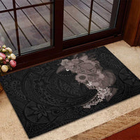 Hawaiian Tropical Plants and Chameleon Rubber Doormat Polynesian Art Grayscale - Polynesian Pride