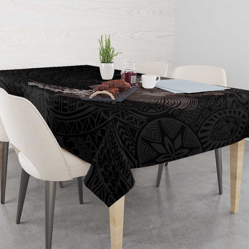 Hawaiian Tropical Plants and Chameleon Tablecloth Polynesian Art Grayscale - Polynesian Pride
