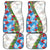 Hawaiian Tropical Flowers and Leaves Car Mats on Leopard Pattern Half Style White-Blue Version - Polynesian Pride
