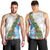 Hawaiian Tropical Flowers and Leaves Men Tank Top on Leopard Pattern Half Style White-Blue Version - Polynesian Pride