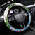Hawaiian Tropical Flowers and Leaves Steering Wheel Cover on Leopard Pattern Half Style White-Blue Version - Polynesian Pride