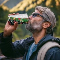 Hawaiian Tropical Flowers and Leaves 4 in 1 Can Cooler Tumbler on Leopard Pattern Half Style White-Black Version - Polynesian Pride