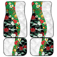 Hawaiian Tropical Flowers and Leaves Car Mats on Leopard Pattern Half Style White-Black Version - Polynesian Pride