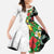 Hawaiian Tropical Flowers and Leaves Family Matching Long Sleeve Bodycon Dress and Hawaiian Shirt on Leopard Pattern Half Style White-Black Version - Polynesian Pride