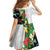 Hawaiian Tropical Flowers and Leaves Family Matching Summer Maxi Dress and Hawaiian Shirt on Leopard Pattern Half Style White-Black Version - Polynesian Pride