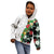 Hawaiian Tropical Flowers and Leaves Kid Hoodie on Leopard Pattern Half Style White-Black Version - Polynesian Pride