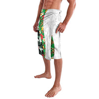Hawaiian Tropical Flowers and Leaves Lavalava on Leopard Pattern Half Style White-Black Version - Polynesian Pride
