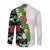 Hawaiian Tropical Flowers and Leaves Long Sleeve Button Shirt on Leopard Pattern Half Style White-Black Version - Polynesian Pride