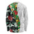 Hawaiian Tropical Flowers and Leaves Long Sleeve Shirt on Leopard Pattern Half Style White-Black Version - Polynesian Pride